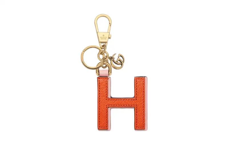 GUCCI Canvas With Leather Keychain Bag Accessory Unisex Orange/Pink