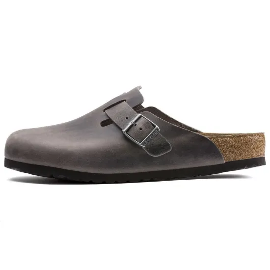 Birkenstock Boston Soft Footbed Oiled Leather Iron Grey