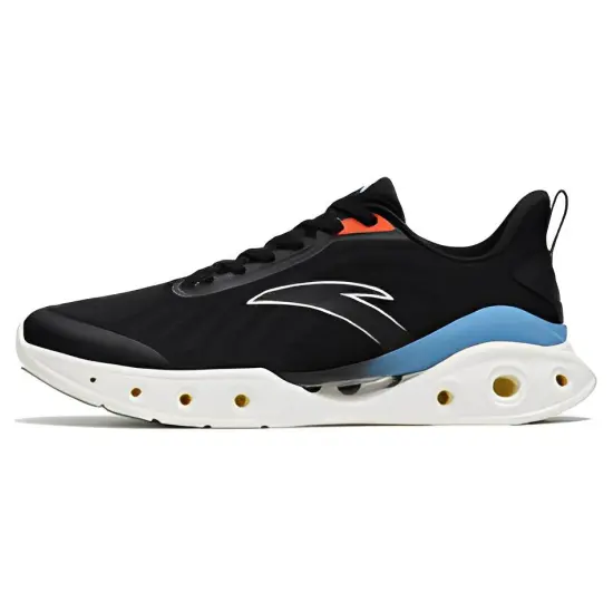 Anta Cushioned Slip Resistant Low Top Running Shoes Men's Black Orange