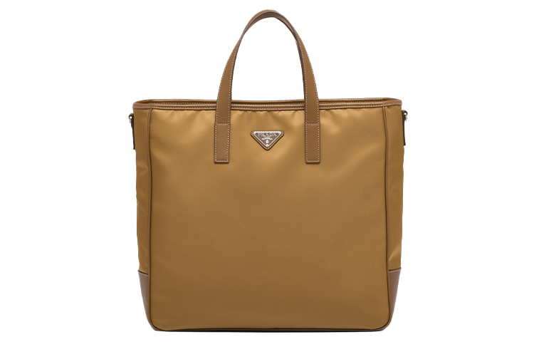 PRADA Re NylonSaffiano Recycled Nylon With Leather Handbag Large Men's Tobacco