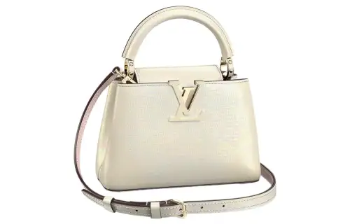 LOUIS VUITTON Capucines Lizard Leather Kapsyn Shoulder Bag, Crossbody Bag, Handbag Mini Women's White