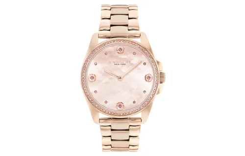 COACH Wrist Watches Quartz Movement Stainless Steel Watchband Mother of Pearl Color Watch Dial Women's Watch