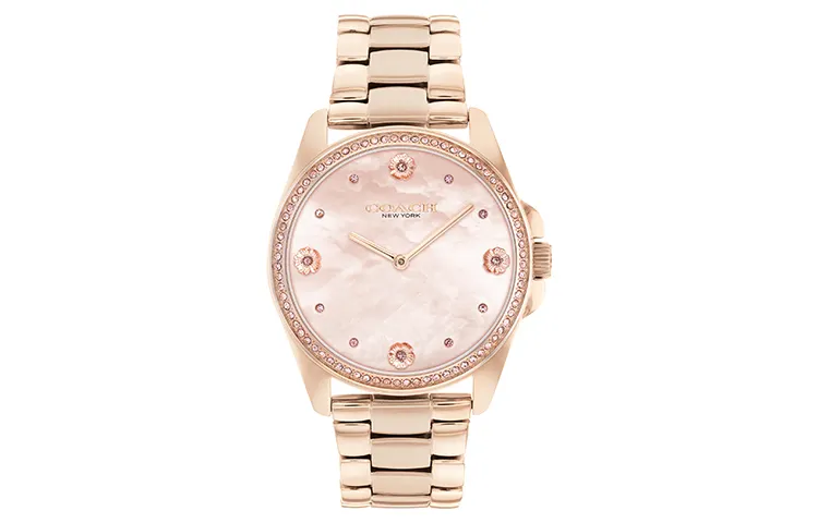COACH Wrist Watches Quartz Movement Stainless Steel Watchband Mother of Pearl Color Watch Dial Women's Watch