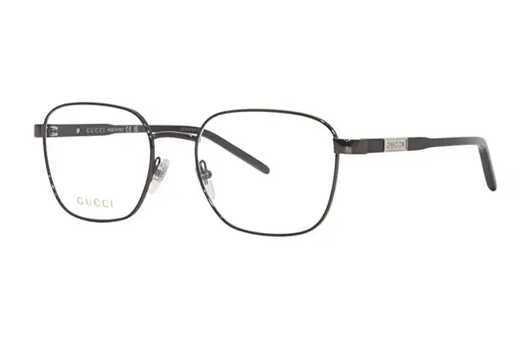 GUCCI Minimalist Style Metal Square Prescription Glasses Men's Gold
