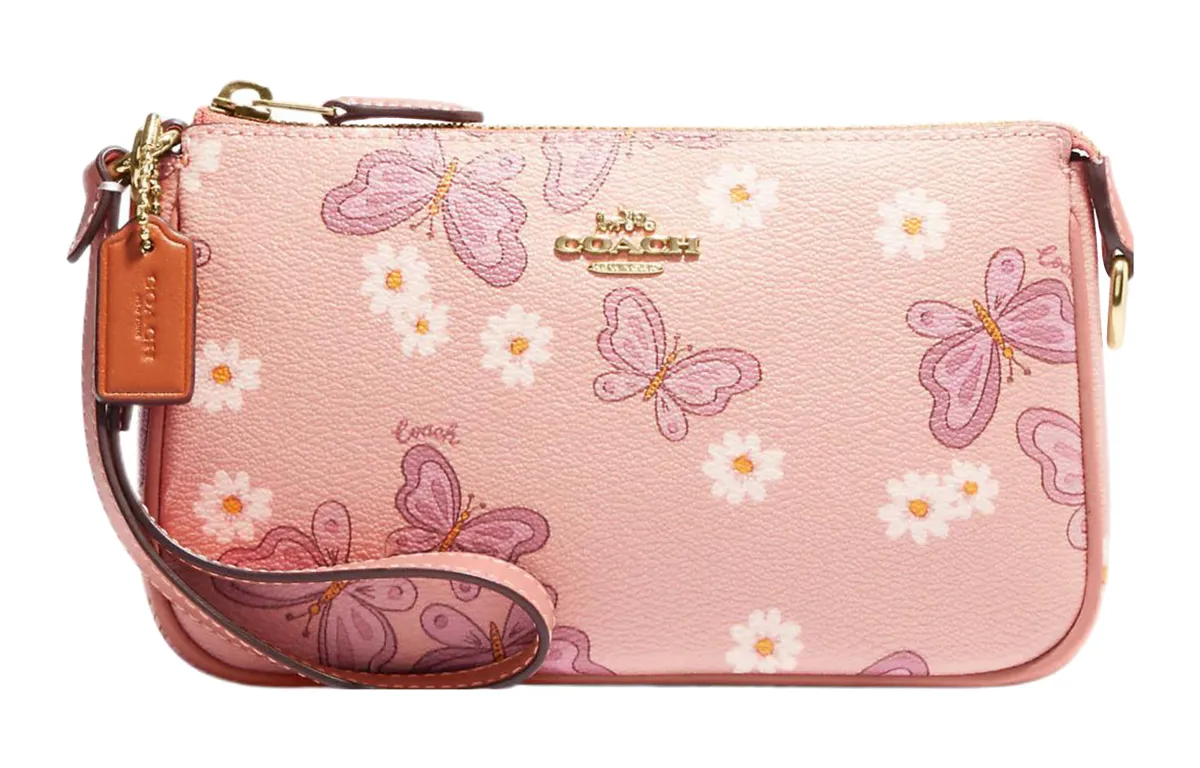 COACH Nolita Coated Canvas With Leather Pochette Clutch Small Women's Pink