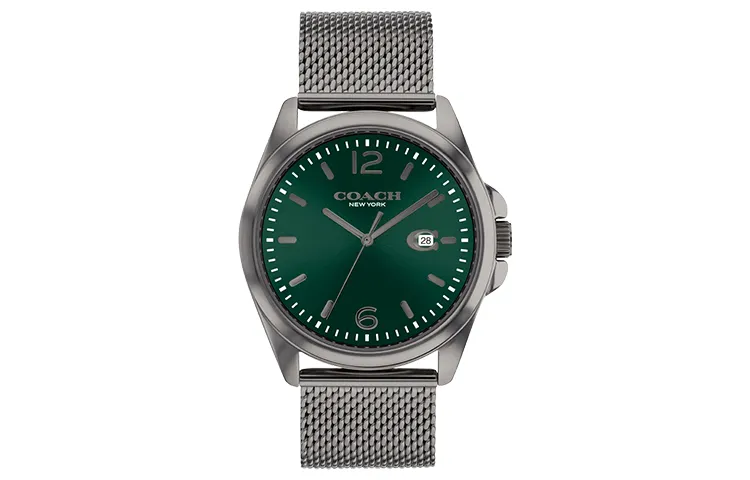 COACH Wrist Watches Quartz Movement Stainless Steel Watchband Green Dial Men's Watches