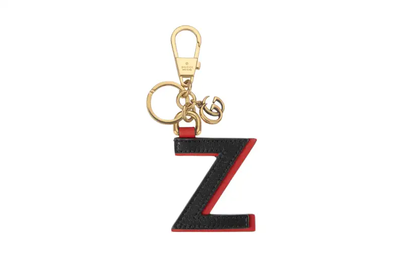 GUCCI Canvas With Leather Keychain Bag Accessory Women's Black/Red