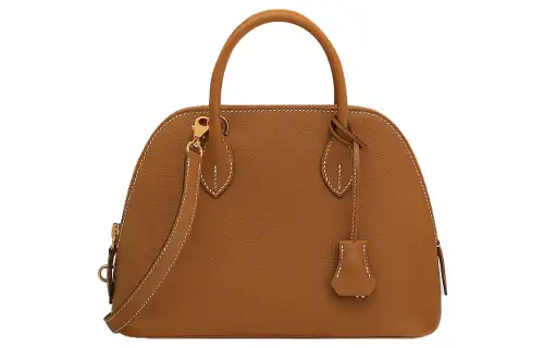 HERMES Bolide Gold tone Lock Evercolor Calfskin Bowling Bag, Shoulder Bag, Crossbody Bag, Handbag Women's Gold Brown