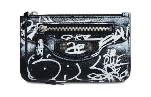 Balenciaga Le Cagole Sheepskin Coin Purse Women's Black/White