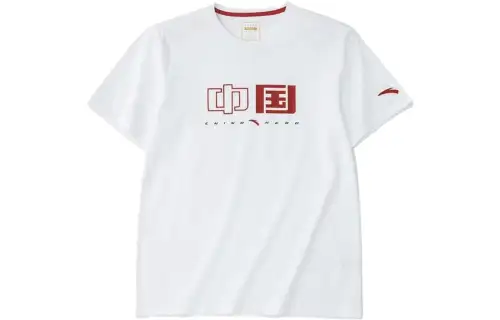 Anta Crew Neck Fitted Straight Fit Short Sleeved T Shirt Men's White