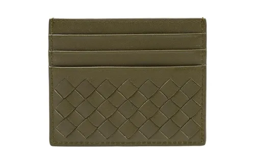 Bottega Veneta Fashion Lambskin Card Holder Women's Olive Green