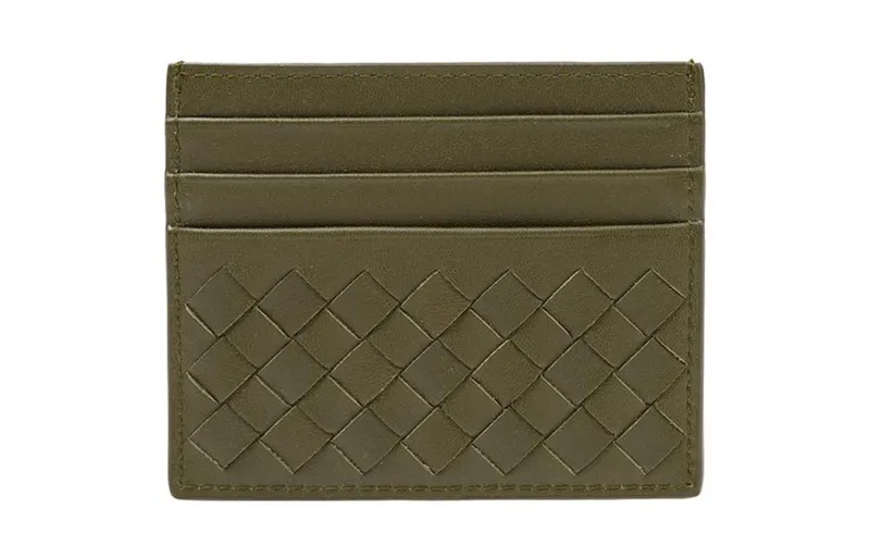 Bottega Veneta Fashion Lambskin Card Holder Women's Olive Green