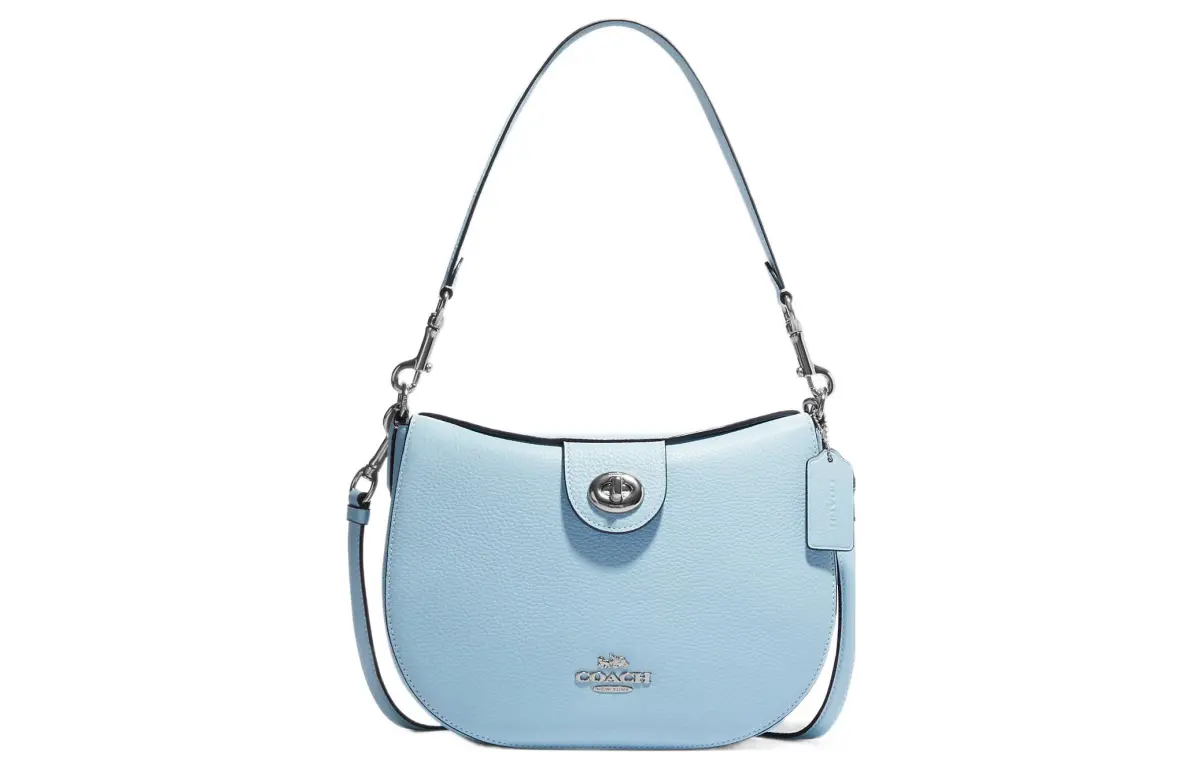 COACH Leather Crescent Bag, Crossbody Bag, Shoulder Bag Women's Sky Blue