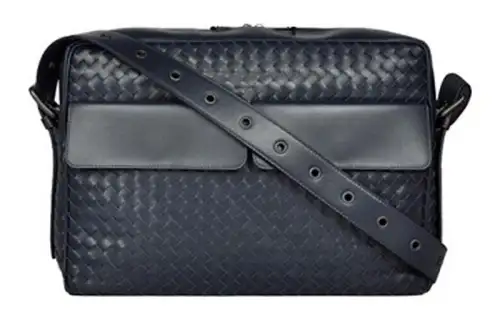Bottega Veneta Woven Sheepskin Shoulder Bag, Crossbody Bag Regular Men's Dark Blue