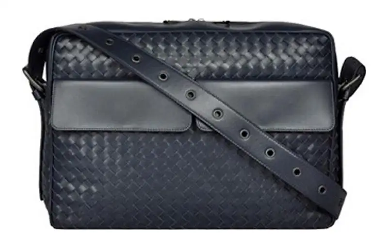 Bottega Veneta Woven Sheepskin Shoulder Bag, Crossbody Bag Regular Men's Dark Blue