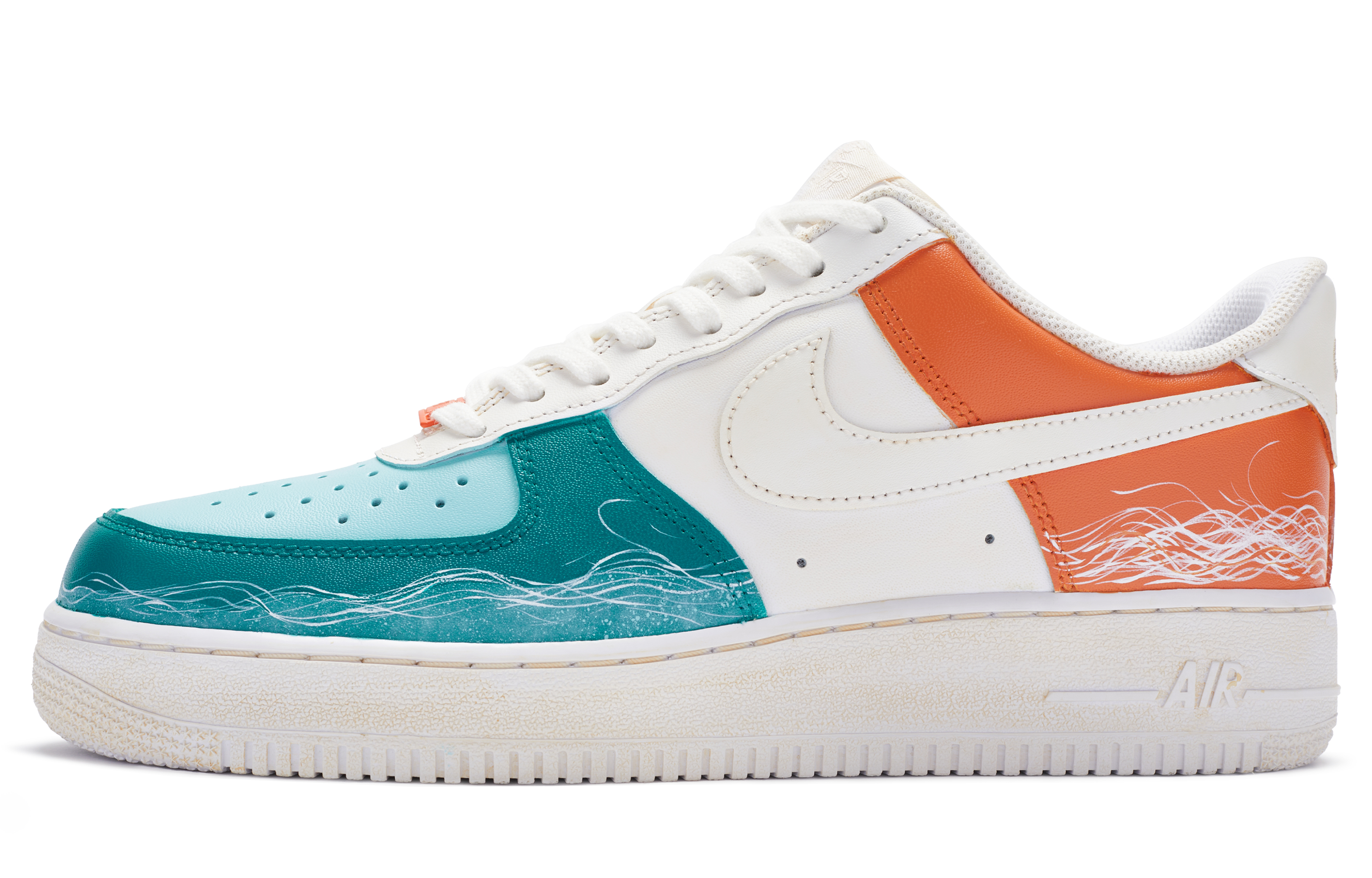 【Индивидуальные кроссовки】 Nike Air Force 1 Low 811 Made Air Force One Aging Sunset Avenu панель обувь мужской стиль синий белый апельсин