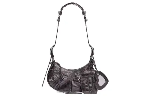 Balenciaga Le Cagole Embossed Cow Leather Crossbody Bag, Shoulder Bag Mini Women's Dark Gray