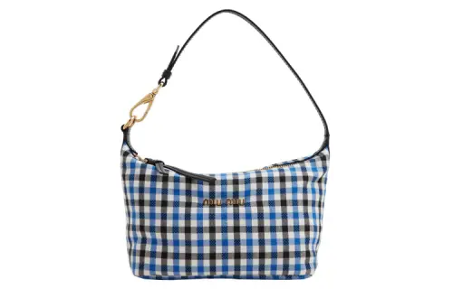 MIU MIU Fabric Handbag, Shoulder Bag Women's Black/Blue