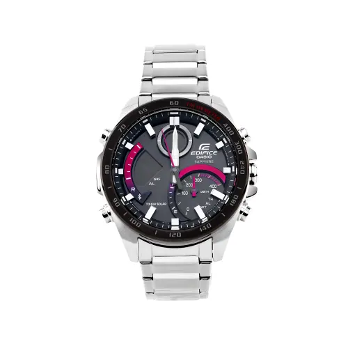CASIO EDIFICE Solar Quartz Movement Stainless Steel Strap Watch Men's Watches Black Dial
