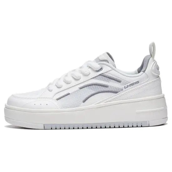 LiNing Floating Light Anti-Slip Wear-Resistant Low-Top Skateboard Shoes Women's White Gray