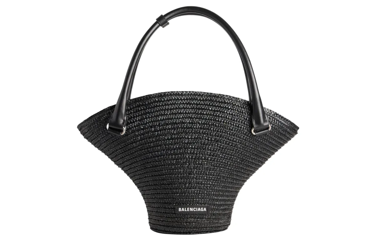 Balenciaga Straw Handbag Medium Women's Black