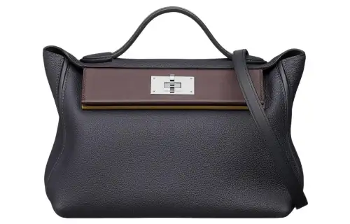 HERMES 24/24 Togo & Swift Calfskin Shoulder Bag, Crossbody Bag, Handbag Women's Dark Blue/Burgundy