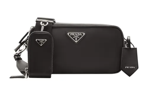 PRADA Recycled Nylon With Leather Crossbody Bag, Shoulder Bag Women's Black