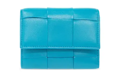 Bottega Veneta Sheepskin Wallet Small Women's Blue