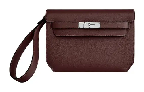 HERMES Kelly Depeches Evercolor Calfskin Clutch Men's 0G Rouge Sellier Saddle Red