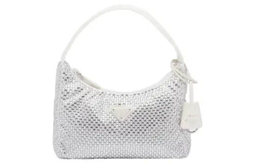 PRADA Satin Fabric Hobo Bag, Handbag, Shoulder Bag Women's White