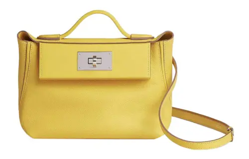 HERMES 24/24 Evercolor & Swift Calfskin Handbag, Shoulder Bag, Crossbody Bag Mini Women's Yellow