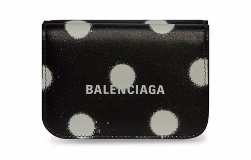 Balenciaga Cash Leather Wallet Mini Women's Black