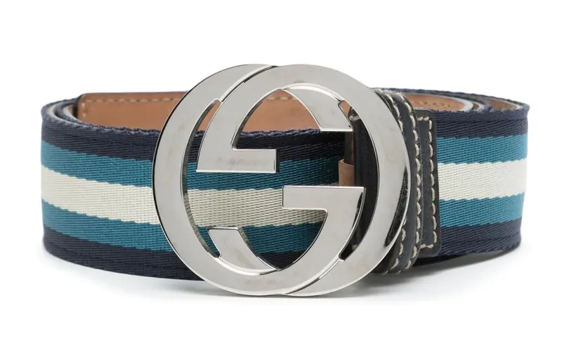 GUCCI Interlocking G Leather Belts Women's Black Width 4cm