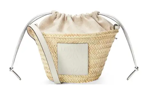 LOEWE Palm Leaf With Cow Leather Bucket Bags Crossbody Bag, Shoulder Bag Women's Natural/White