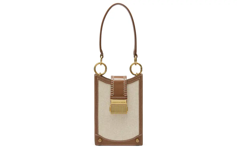 CHARLES&KEITH Silk Scarf Canvas Collection Canvas Cell Phone Pouch, Handbag, Shoulder Bag Small Women's Multicolor