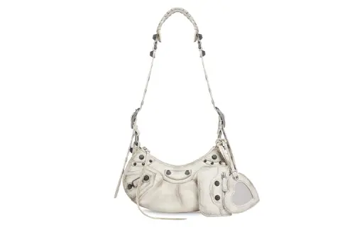 Balenciaga Le Cagole Sheepskin Crossbody Bag, Shoulder Bag Mini Women's White