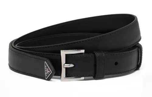 【Replicated_PM】triangle-logo leather belt