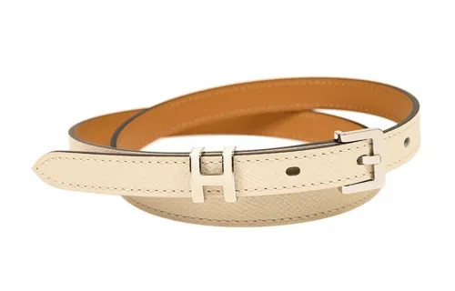 HERMES POP H Leather Belts Women's Ecru