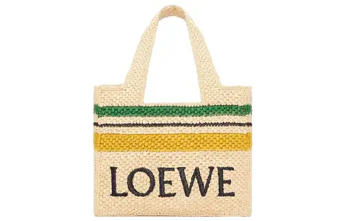 LOEWE Raffia Fiber Tote Bag, Shopping Bag, Handbag Small Women's Natural