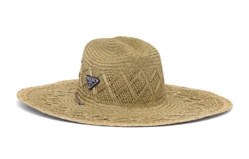 Prada triangle-logo woven straw hat