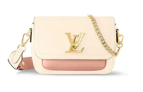 LOUIS VUITTON Lockme Tender Grained Calfskin Shoulder Bag, Crossbody Bag Women's Beige