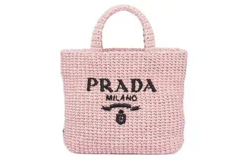PRADA Straw And Wicker Handbag Small Women's Snow Pink
