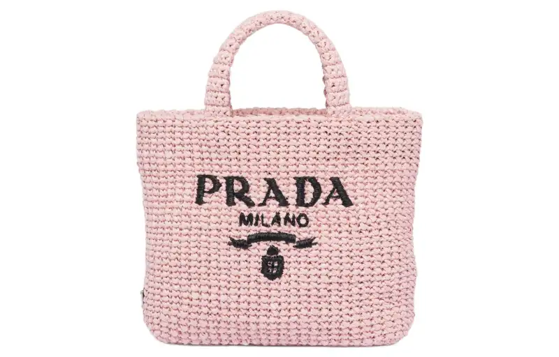 PRADA Straw And Wicker Handbag Small Women's Snow Pink