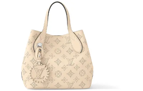 LOUIS VUITTON Mahina Leather Tote Bag, Shopping Bag, Handbag Small Women's Beige
