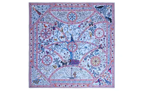 HERMES Knit Scarves Unisex Blue/Purple