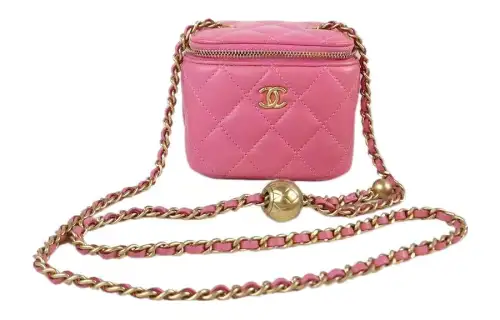 CHANEL Sheepskin Box Bag, Crossbody Bag, Shoulder Bag Women's Pink