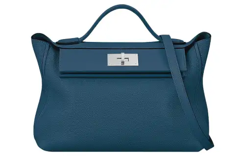 HERMES 24/24 Taurillon Maurice With Swift Calfskin Crossbody One Shoulder Handbag Women's Blue