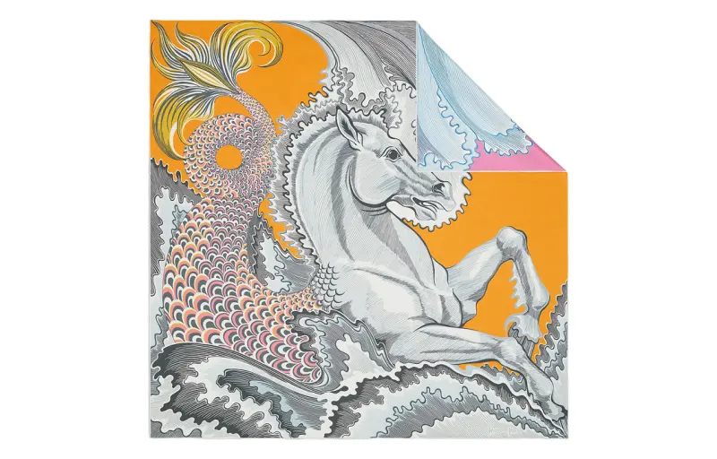 HERMES Cheval Scarves Women's Yellow