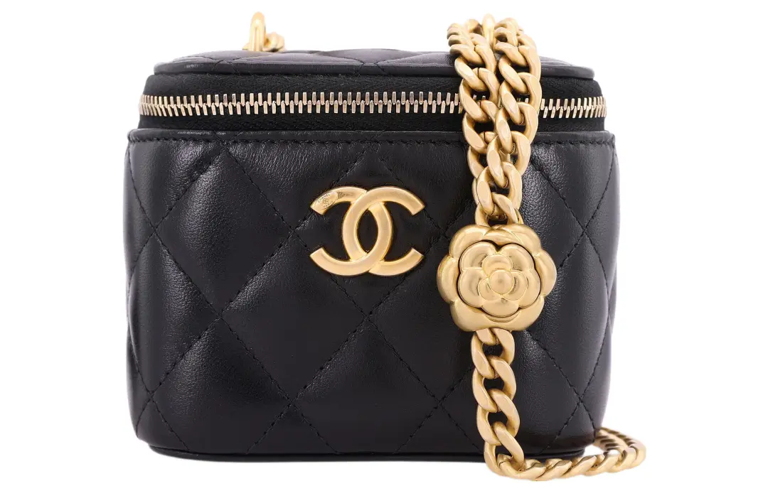 CHANEL Sheepskin Square Box Shoulder Bag, Crossbody Bag, Includes Mirror Small Women's Black