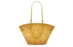 LOEWE Anagram Basket Iracap Palm Fiber With Cow Leather Handbag, Shoulder Bag Regular Women's Ochre